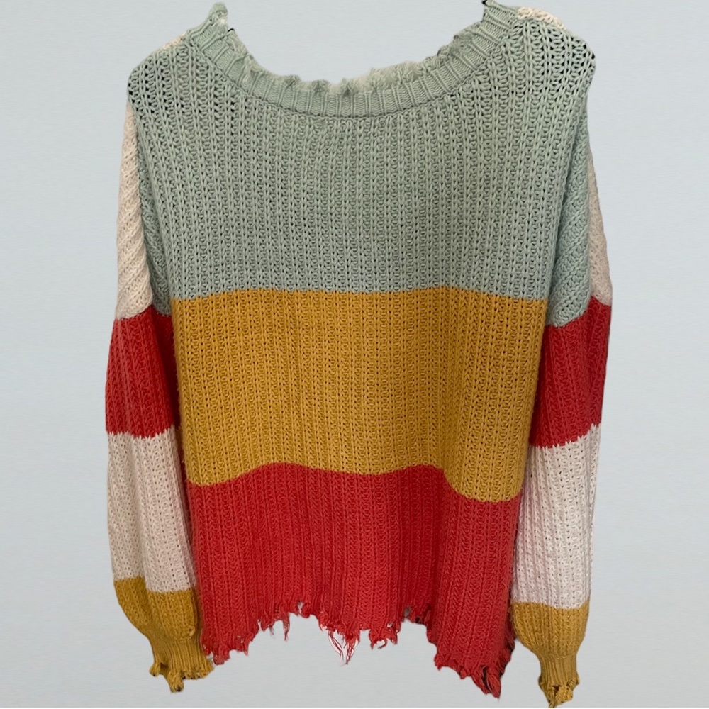 Blu Pepper striped knit top with bell sleeves - Picture 3 of 4